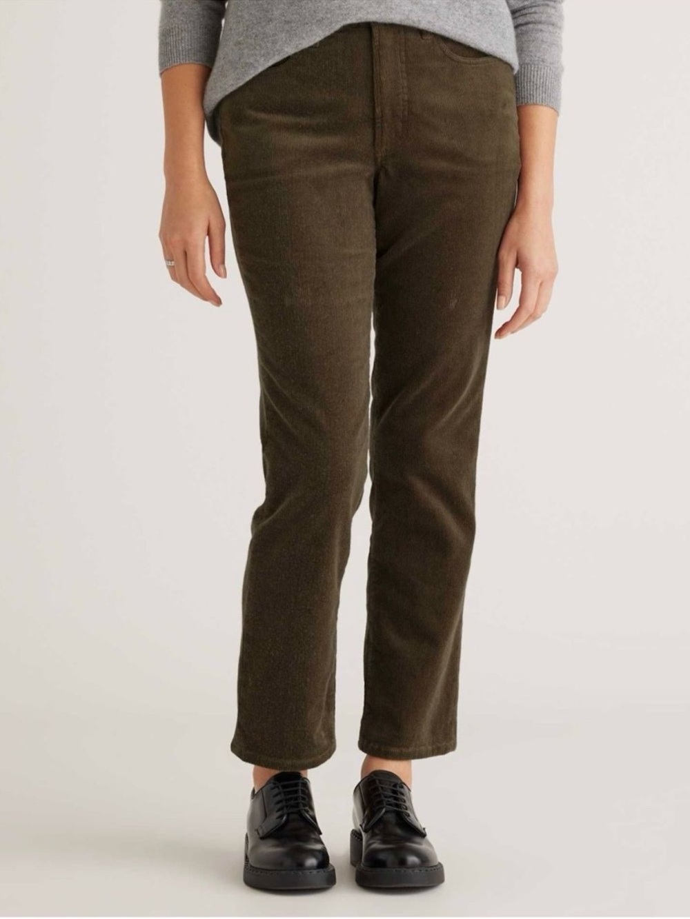 Quince Organic Stretch Corduroy Straight Leg Pant 16 Seaweed Green NEW